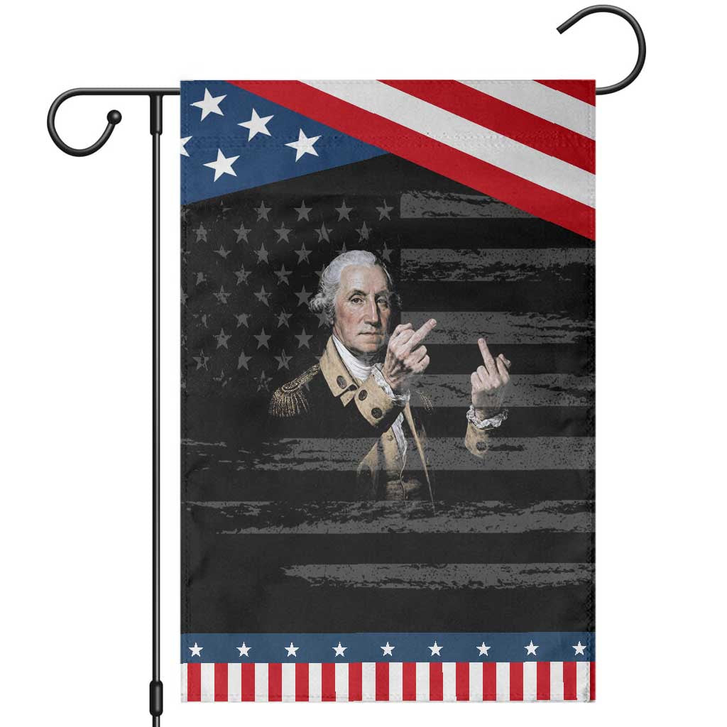 Funny George Washington Middle Fingers Rebel Portrait Patriotic Garden Flag Edgy Classic Oil Painting Parody Humor Graphic