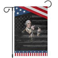 Funny George Washington Middle Fingers Rebel Portrait Patriotic Garden Flag Edgy Classic Oil Painting Parody Humor Graphic