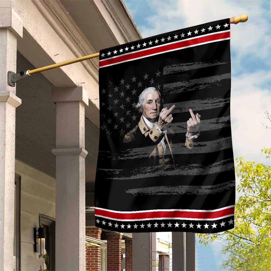 Funny George Washington Middle Fingers Rebel Portrait Patriotic Garden Flag Edgy Classic Oil Painting Parody Humor Graphic
