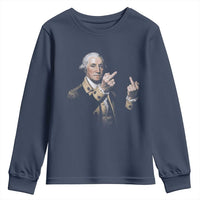 Funny George Washington Middle Fingers Rebel Portrait Youth Sweatshirt Edgy Classic Oil Painting Parody Patriotic Humor Graphic