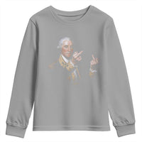Funny George Washington Middle Fingers Rebel Portrait Youth Sweatshirt Edgy Classic Oil Painting Parody Patriotic Humor Graphic