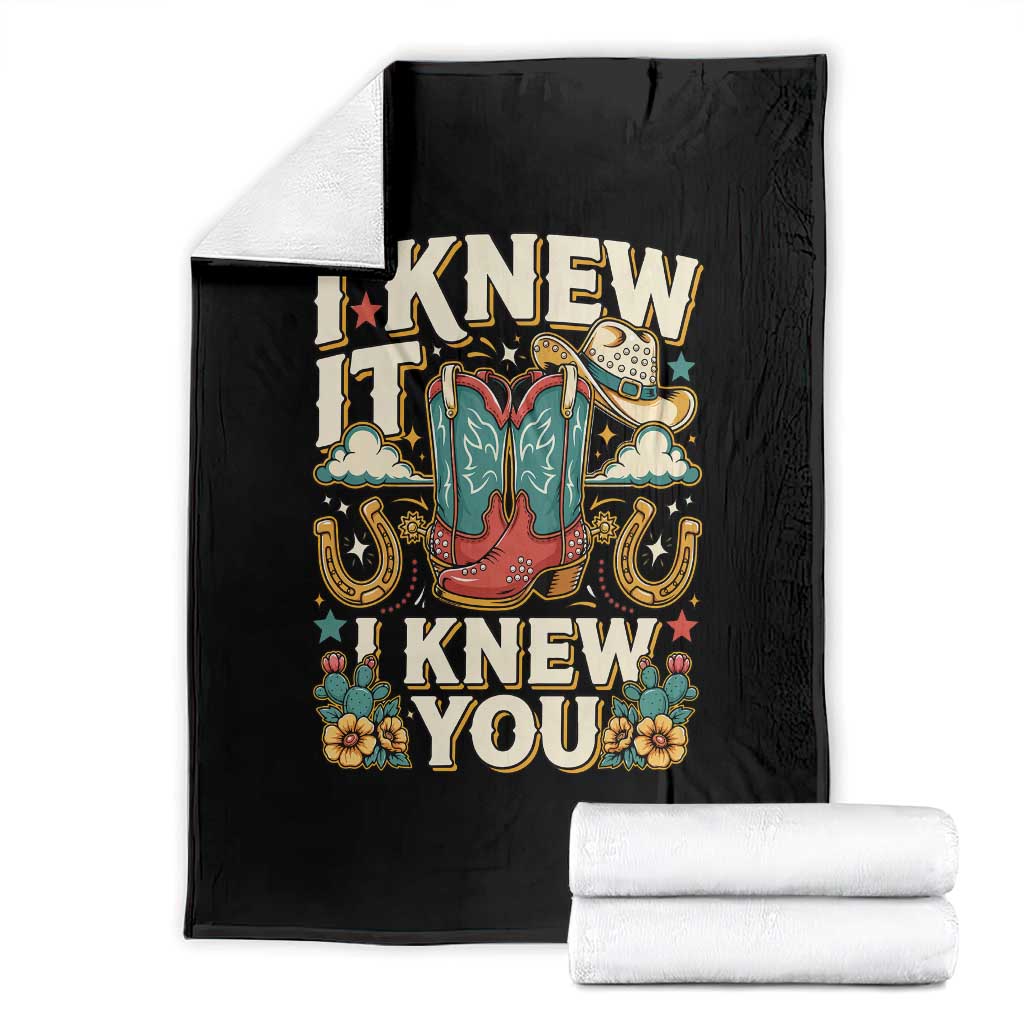 Retro Coastal Cowgirl I Knew It I Knew You Throw Blanket Pink Boots Vintage Country Pop Music Western Floral Graphic