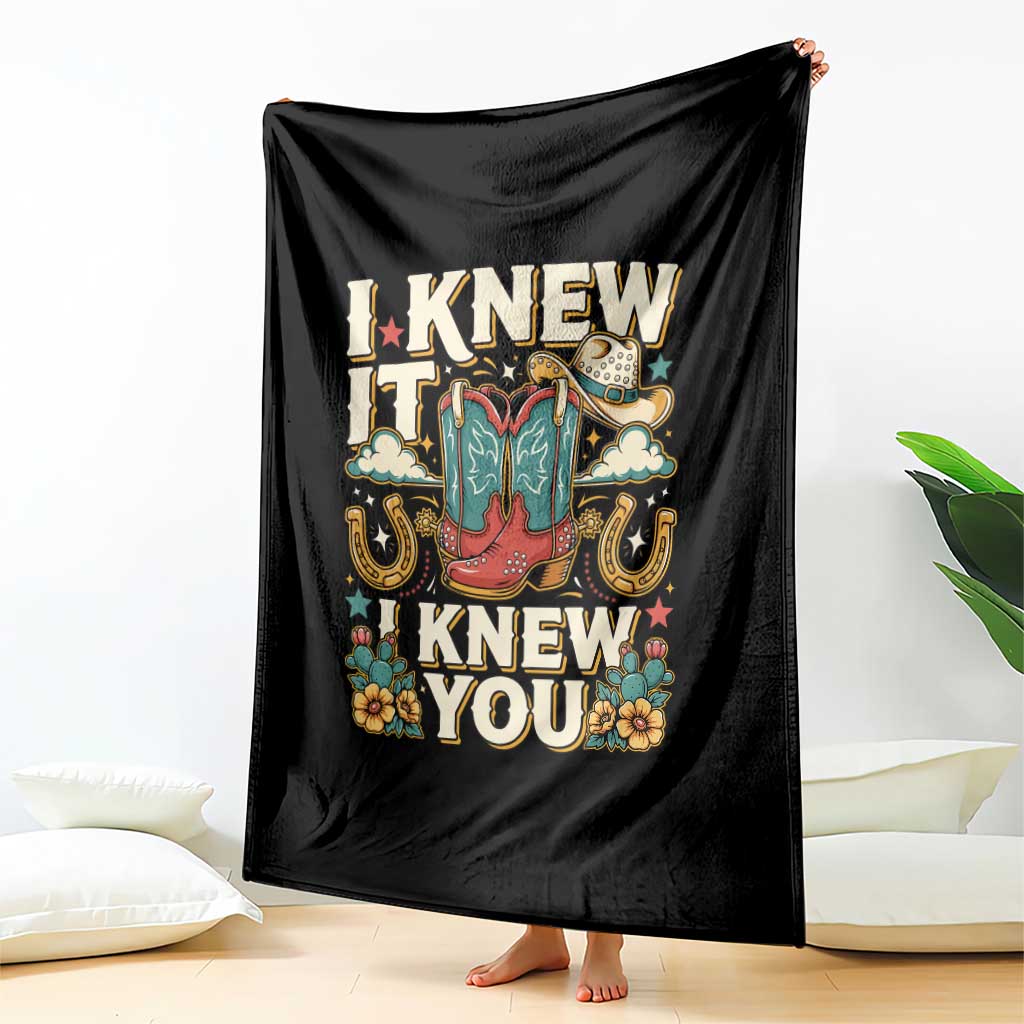 Retro Coastal Cowgirl I Knew It I Knew You Throw Blanket Pink Boots Vintage Country Pop Music Western Floral Graphic