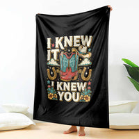 Retro Coastal Cowgirl I Knew It I Knew You Throw Blanket Pink Boots Vintage Country Pop Music Western Floral Graphic