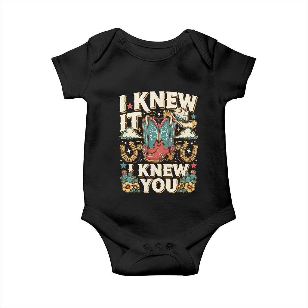 Retro Coastal Cowgirl I Knew It I Knew You Baby Onesie Pink Boots Vintage Country Pop Music Western Floral Graphic