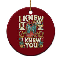 Retro Coastal Cowgirl I Knew It I Knew You Ceramic Ornament Pink Boots Vintage Country Pop Music Western Floral Graphic