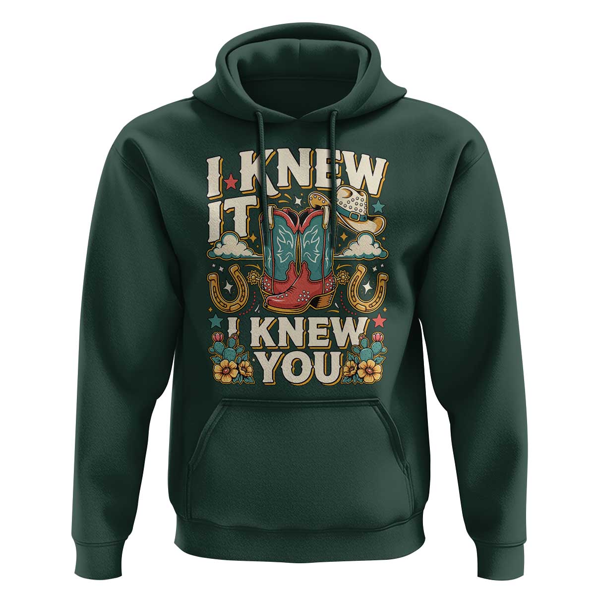 Retro Coastal Cowgirl I Knew It I Knew You Hoodie Pink Boots Vintage Country Pop Music Western Floral Graphic