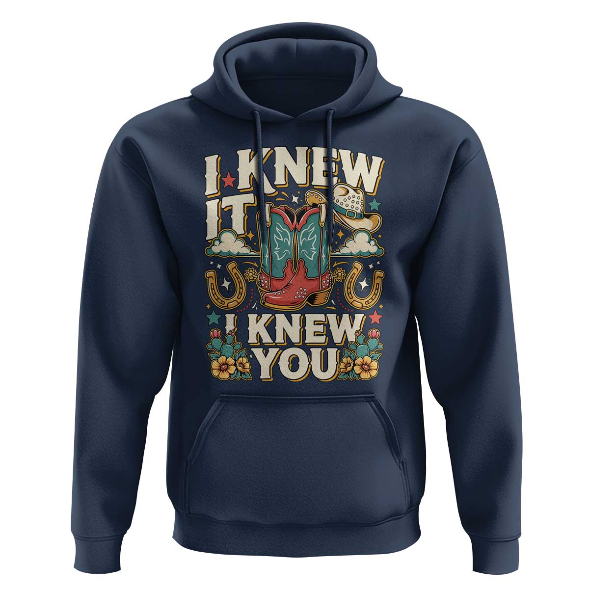 Retro Coastal Cowgirl I Knew It I Knew You Hoodie Pink Boots Vintage Country Pop Music Western Floral Graphic
