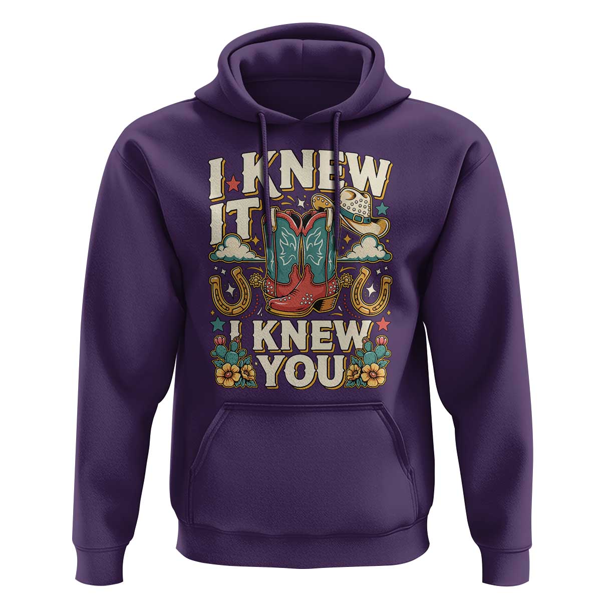 Retro Coastal Cowgirl I Knew It I Knew You Hoodie Pink Boots Vintage Country Pop Music Western Floral Graphic