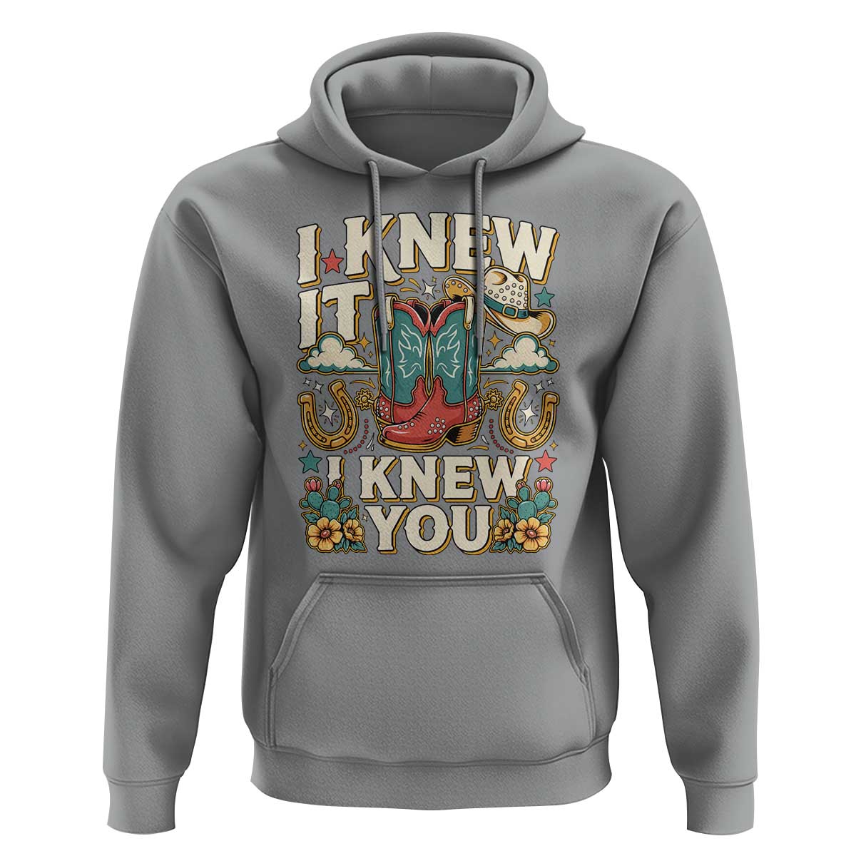 Retro Coastal Cowgirl I Knew It I Knew You Hoodie Pink Boots Vintage Country Pop Music Western Floral Graphic