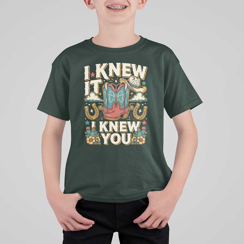 Retro Coastal Cowgirl I Knew It I Knew You T Shirt For Kid Pink Boots Vintage Country Pop Music Western Floral Graphic