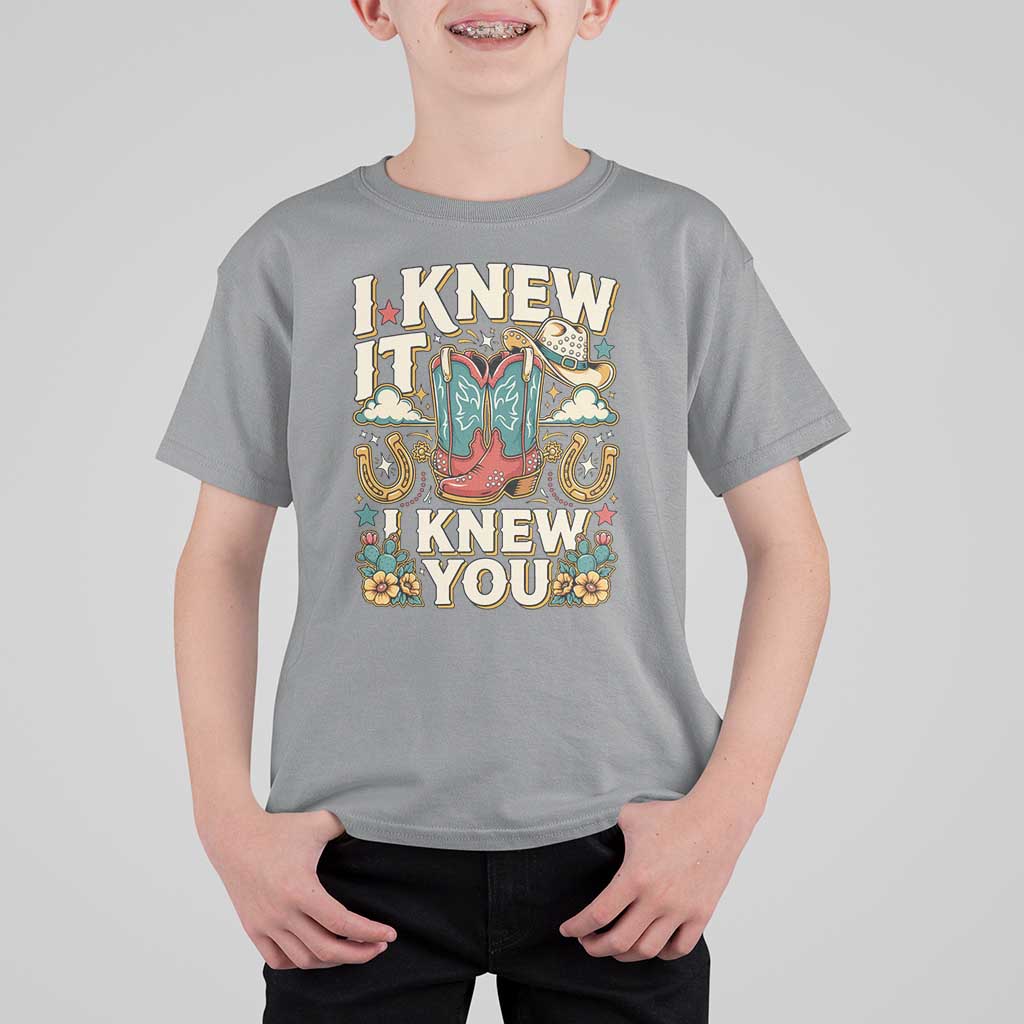 Retro Coastal Cowgirl I Knew It I Knew You T Shirt For Kid Pink Boots Vintage Country Pop Music Western Floral Graphic