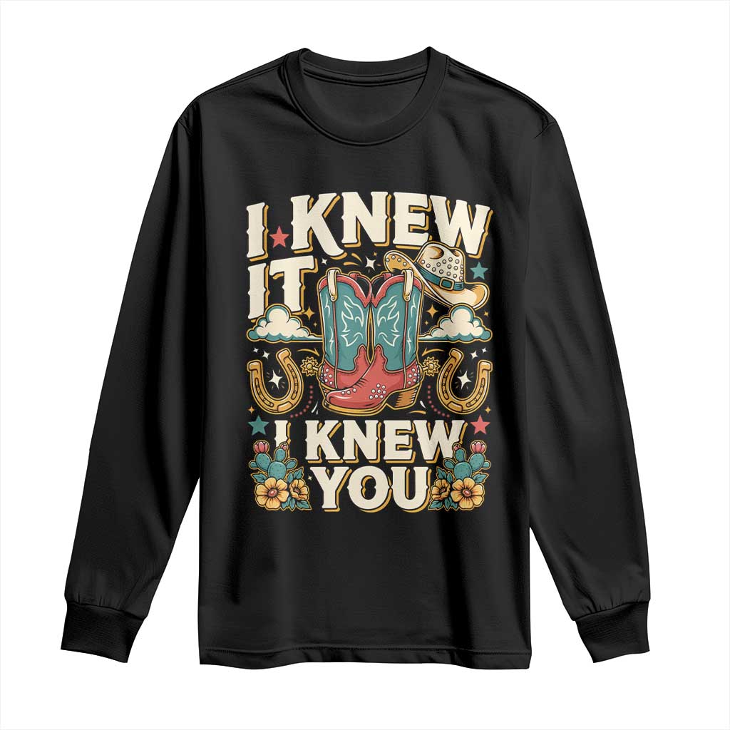 Retro Coastal Cowgirl I Knew It I Knew You Long Sleeve Shirt Pink Boots Vintage Country Pop Music Western Floral Graphic
