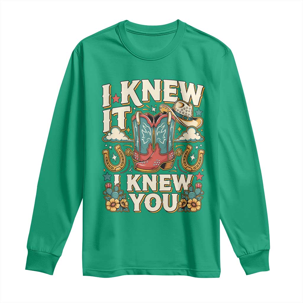 Retro Coastal Cowgirl I Knew It I Knew You Long Sleeve Shirt Pink Boots Vintage Country Pop Music Western Floral Graphic