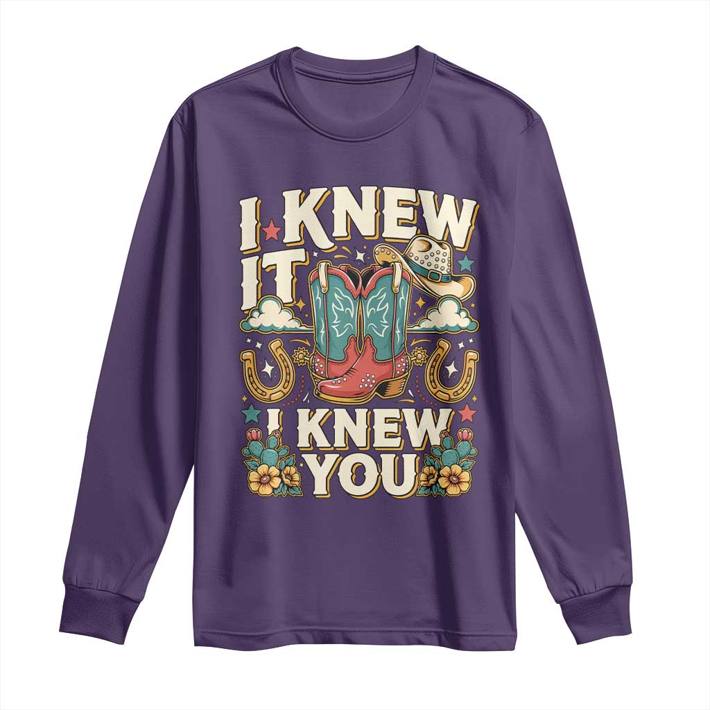 Retro Coastal Cowgirl I Knew It I Knew You Long Sleeve Shirt Pink Boots Vintage Country Pop Music Western Floral Graphic