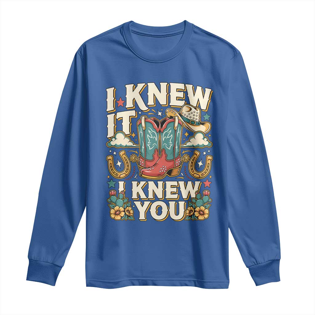 Retro Coastal Cowgirl I Knew It I Knew You Long Sleeve Shirt Pink Boots Vintage Country Pop Music Western Floral Graphic
