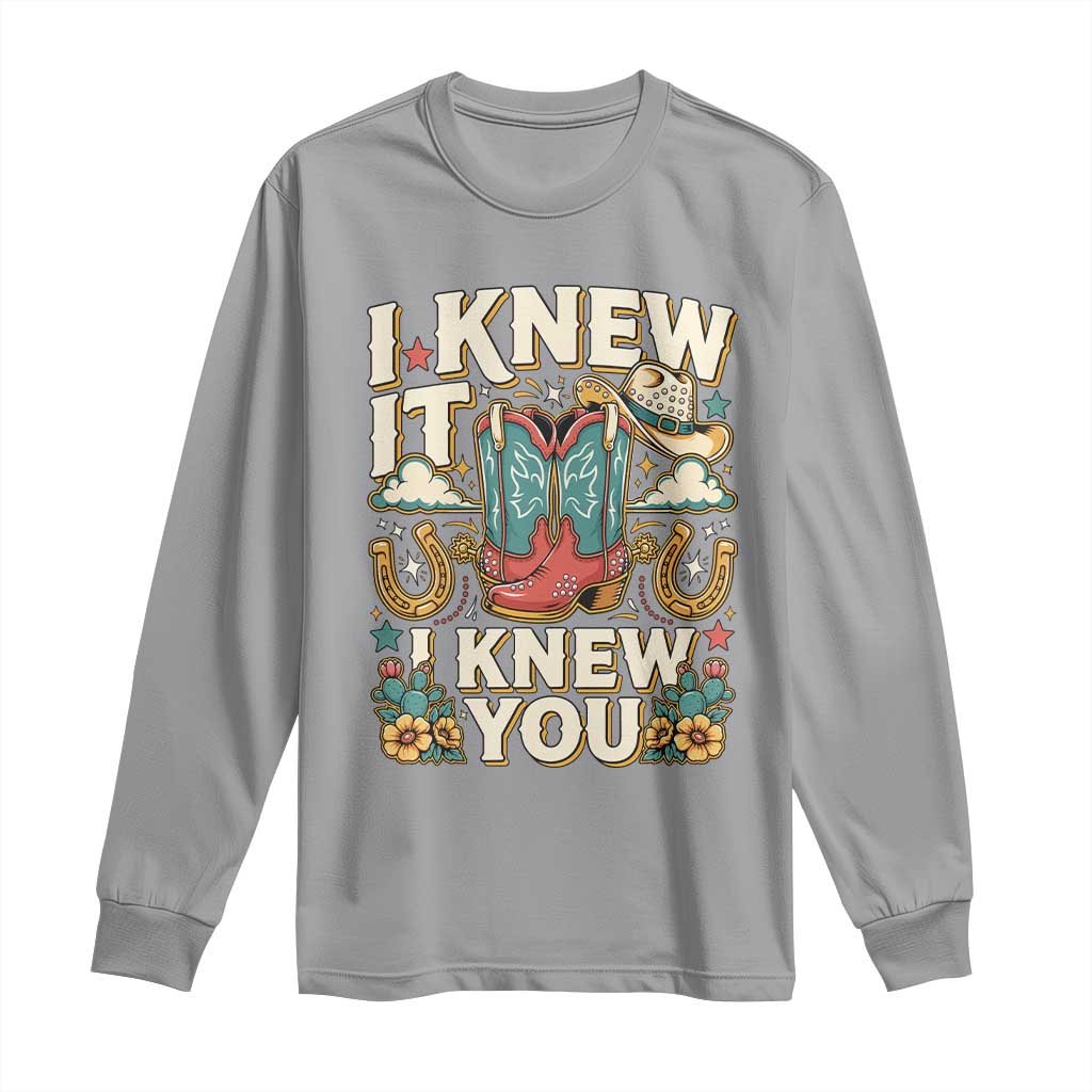 Retro Coastal Cowgirl I Knew It I Knew You Long Sleeve Shirt Pink Boots Vintage Country Pop Music Western Floral Graphic