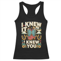 Retro Coastal Cowgirl I Knew It I Knew You Racerback Tank Top Pink Boots Vintage Country Pop Music Western Floral Graphic
