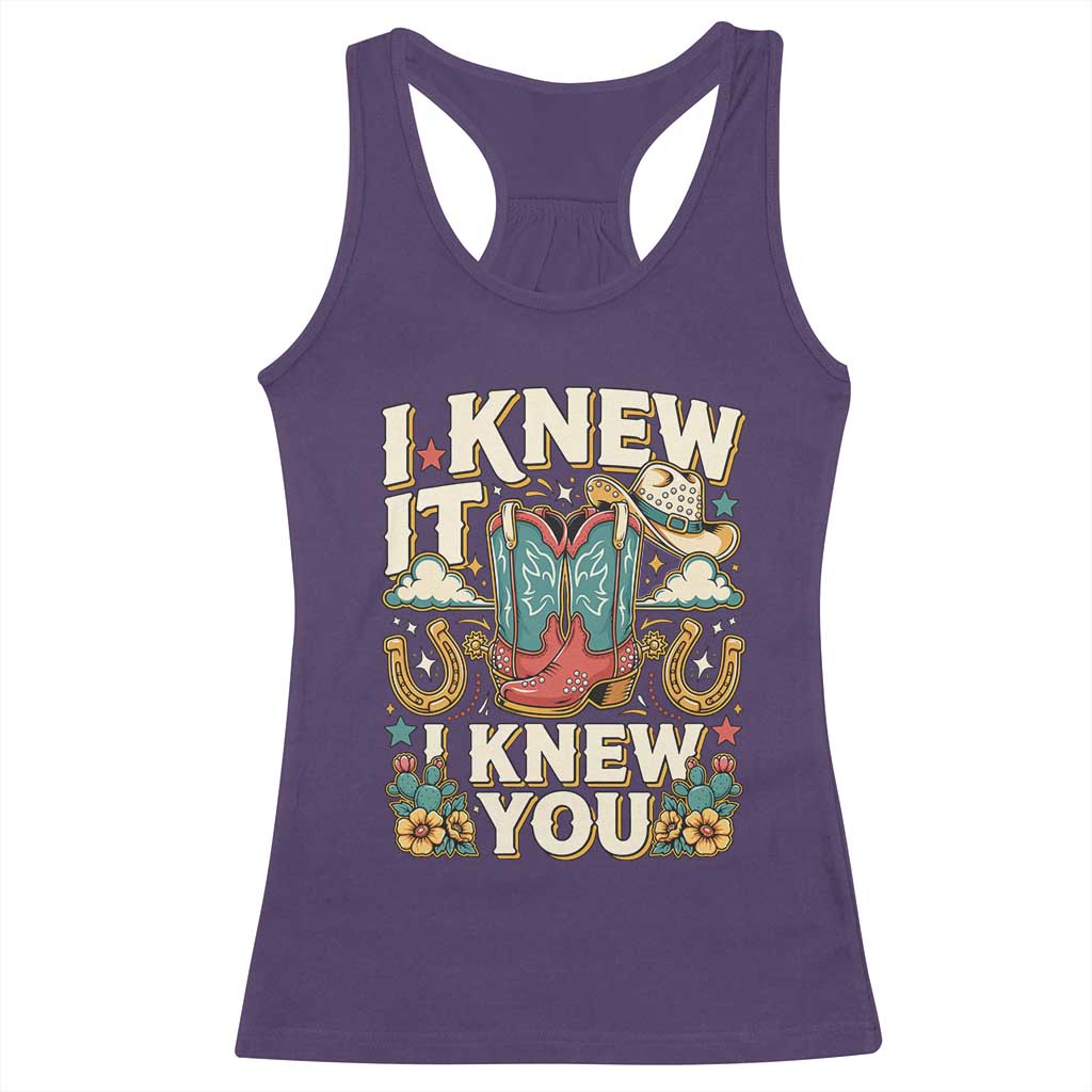 Retro Coastal Cowgirl I Knew It I Knew You Racerback Tank Top Pink Boots Vintage Country Pop Music Western Floral Graphic