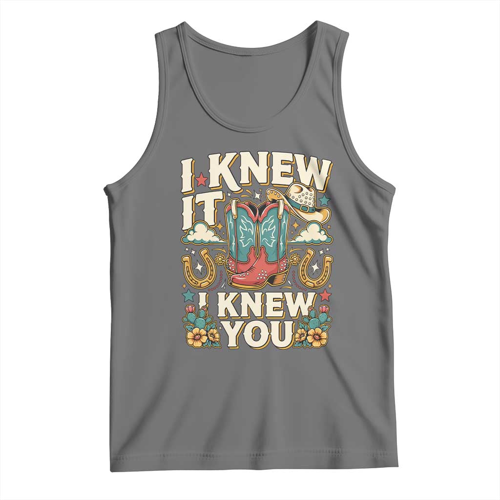 Retro Coastal Cowgirl I Knew It I Knew You Tank Top Pink Boots Vintage Country Pop Music Western Floral Graphic