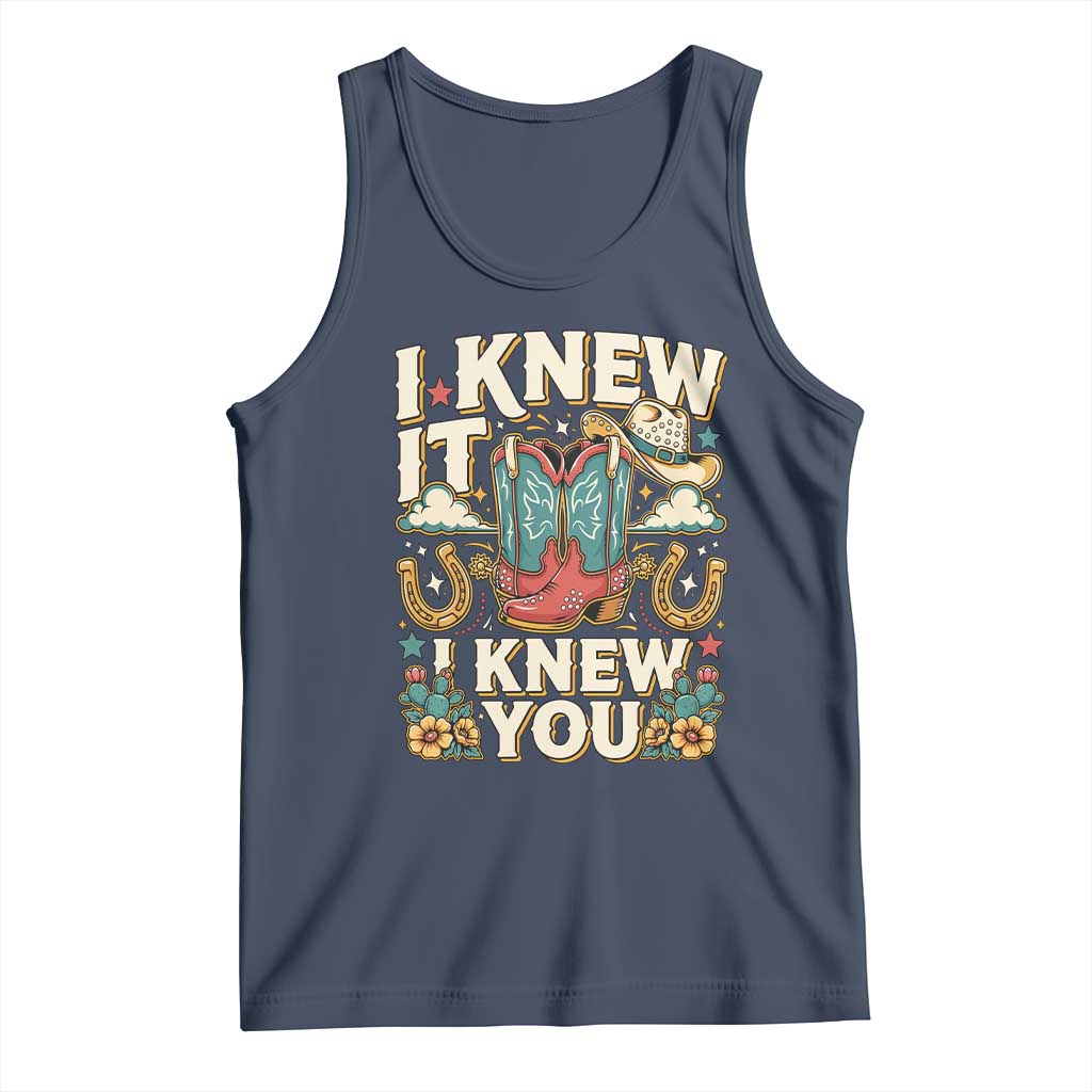 Retro Coastal Cowgirl I Knew It I Knew You Tank Top Pink Boots Vintage Country Pop Music Western Floral Graphic