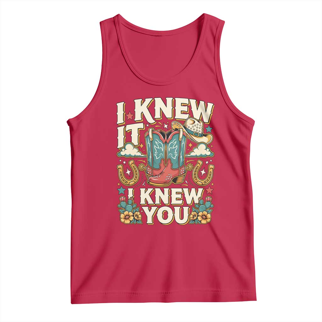 Retro Coastal Cowgirl I Knew It I Knew You Tank Top Pink Boots Vintage Country Pop Music Western Floral Graphic