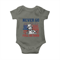Never Go Full Retard Funny 4th of July Soldier Quote Baby Onesie Patriotic American Flag Fireworks Dark Humor