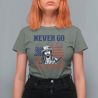 Never Go Full Retard Funny 4th of July Soldier Quote T Shirt For Women Patriotic American Flag Fireworks Dark Humor