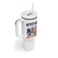 Never Go Full Retard Funny 4th of July Soldier Quote Tumbler With Handle Patriotic American Flag Fireworks Dark Humor