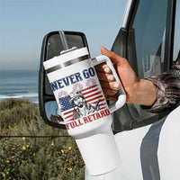Never Go Full Retard Funny 4th of July Soldier Quote Tumbler With Handle Patriotic American Flag Fireworks Dark Humor