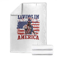 Living In America Funny Patriotic Heavyweight Boxer Throw Blanket Vintage Distressed Flag Uncle Sam Hat Boxing Champion
