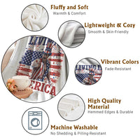 Living In America Funny Patriotic Heavyweight Boxer Throw Blanket Vintage Distressed Flag Uncle Sam Hat Boxing Champion