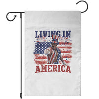 Living In America Funny Patriotic Heavyweight Boxer Garden Flag Vintage Distressed Flag Uncle Sam Hat Boxing Champion