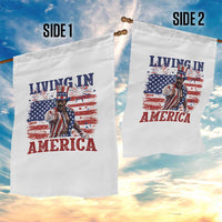 Living In America Funny Patriotic Heavyweight Boxer Garden Flag Vintage Distressed Flag Uncle Sam Hat Boxing Champion