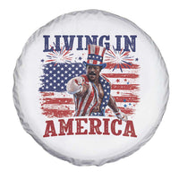 Living In America Funny Patriotic Heavyweight Boxer Spare Tire Cover Vintage Distressed Flag Uncle Sam Hat Boxing Champion