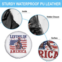 Living In America Funny Patriotic Heavyweight Boxer Spare Tire Cover Vintage Distressed Flag Uncle Sam Hat Boxing Champion