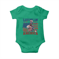 Living In America Funny Patriotic Heavyweight Boxer Baby Onesie Vintage Distressed Flag Uncle Sam Hat Boxing Champion