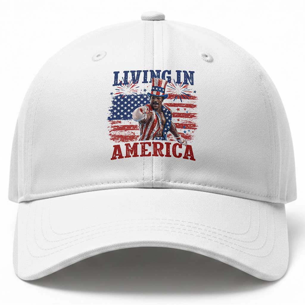Living In America Funny Patriotic Heavyweight Boxer Baseball Cap Vintage Distressed Flag Uncle Sam Hat Boxing Champion