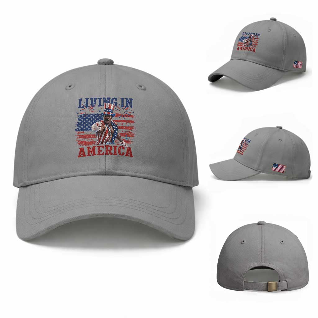 Living In America Funny Patriotic Heavyweight Boxer Baseball Cap Vintage Distressed Flag Uncle Sam Hat Boxing Champion