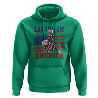 Living In America Funny Patriotic Heavyweight Boxer Hoodie Vintage Distressed Flag Uncle Sam Hat Boxing Champion