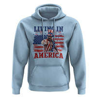 Living In America Funny Patriotic Heavyweight Boxer Hoodie Vintage Distressed Flag Uncle Sam Hat Boxing Champion