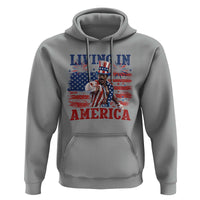 Living In America Funny Patriotic Heavyweight Boxer Hoodie Vintage Distressed Flag Uncle Sam Hat Boxing Champion