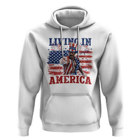Living In America Funny Patriotic Heavyweight Boxer Hoodie Vintage Distressed Flag Uncle Sam Hat Boxing Champion