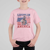 Living In America Funny Patriotic Heavyweight Boxer T Shirt For Kid Vintage Distressed Flag Uncle Sam Hat Boxing Champion