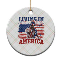 Living In America Funny Patriotic Heavyweight Boxer Ceramic Ornament Vintage Distressed Flag Uncle Sam Hat Boxing Champion