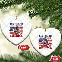 Living In America Funny Patriotic Heavyweight Boxer Ceramic Ornament Vintage Distressed Flag Uncle Sam Hat Boxing Champion