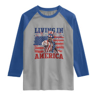 Living In America Funny Patriotic Heavyweight Boxer Raglan Shirt Vintage Distressed Flag Uncle Sam Hat Boxing Champion