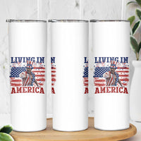 Living In America Funny Patriotic Heavyweight Boxer Skinny Tumbler Vintage Distressed Flag Uncle Sam Hat Boxing Champion