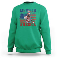 Living In America Funny Patriotic Heavyweight Boxer Sweatshirt Vintage Distressed Flag Uncle Sam Hat Boxing Champion