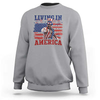 Living In America Funny Patriotic Heavyweight Boxer Sweatshirt Vintage Distressed Flag Uncle Sam Hat Boxing Champion